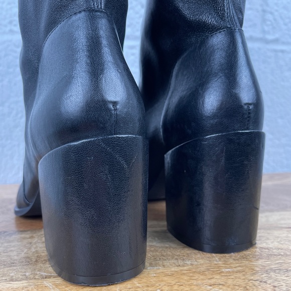 Stuart Weitzman Sleek 60 Leather Block Heel Sock Booties Size 38 - Picture 3 of 16
